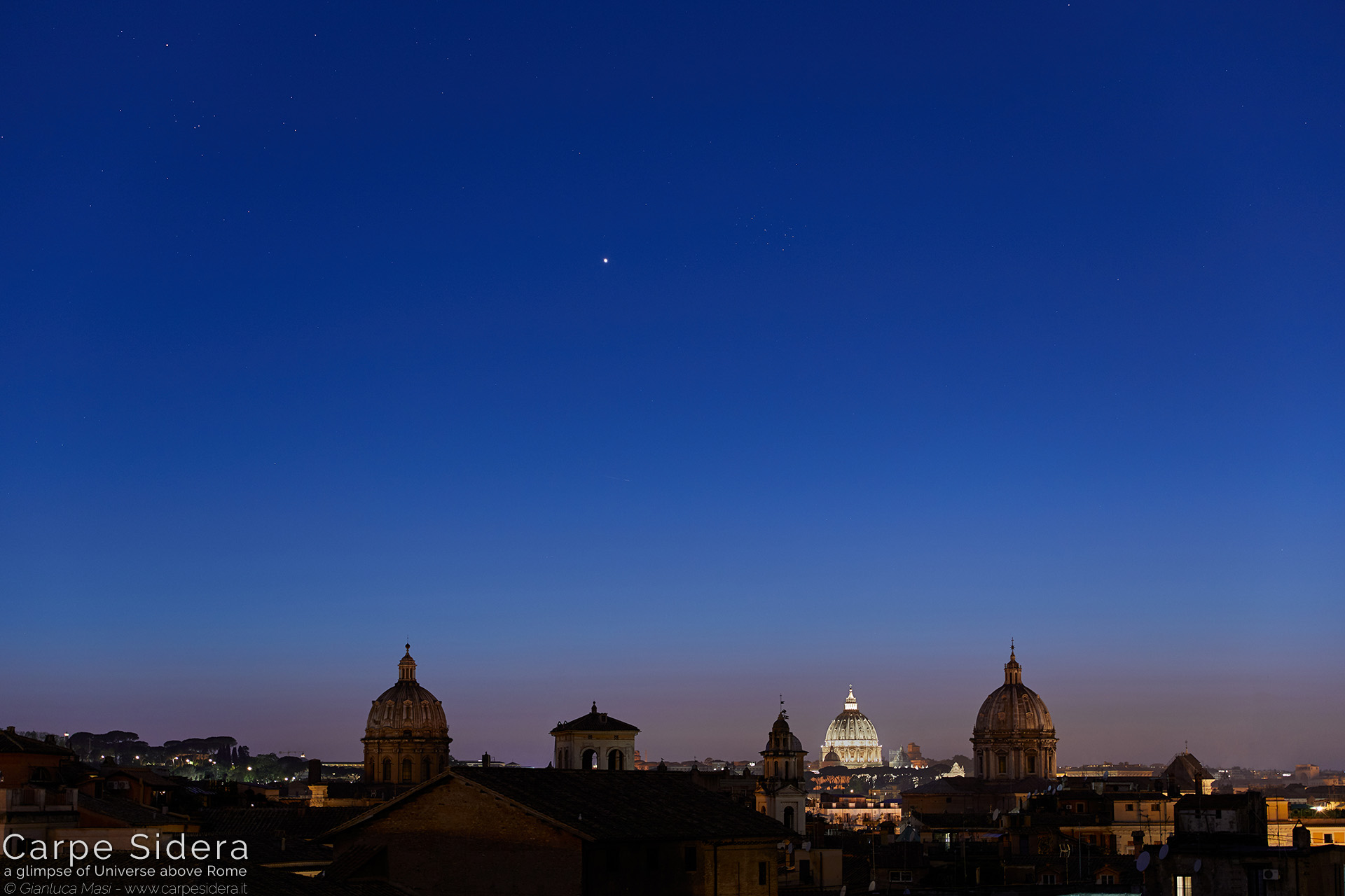 17. Planet Venus and the Pleiades have a conjunction above some domes of the Eternal City.